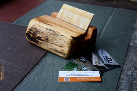 rustic wood business card holder.